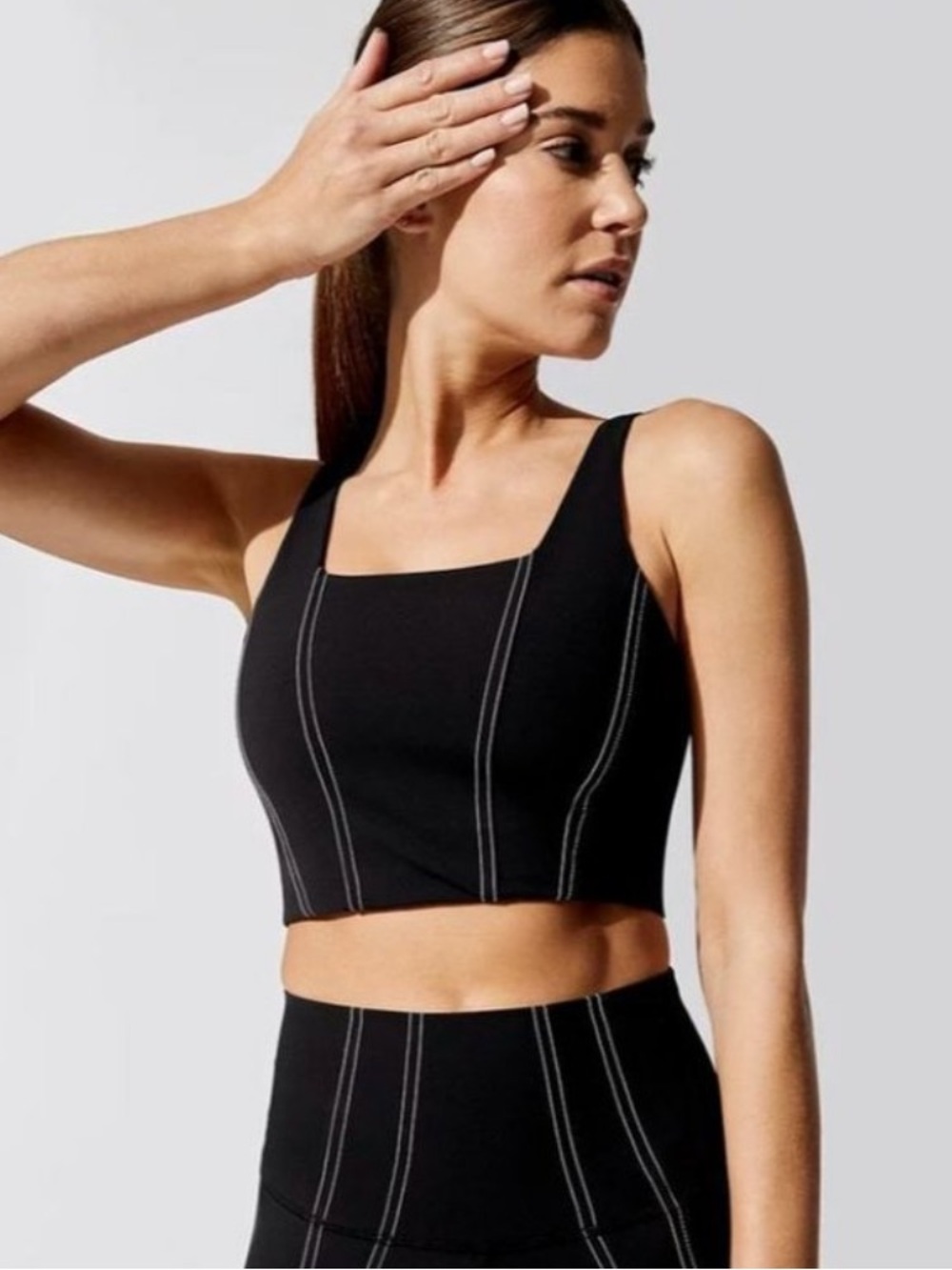 Carbon38 Size Small Black White Contrast Stitch Sports Bra Size M